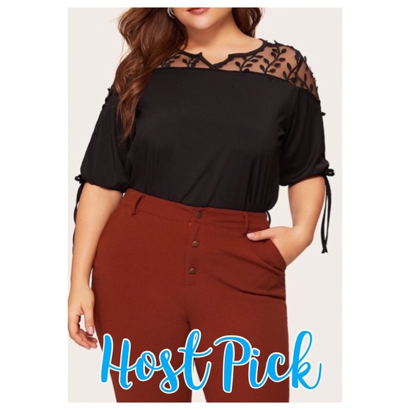 Tops - ➕Contrast mesh short sleeve top